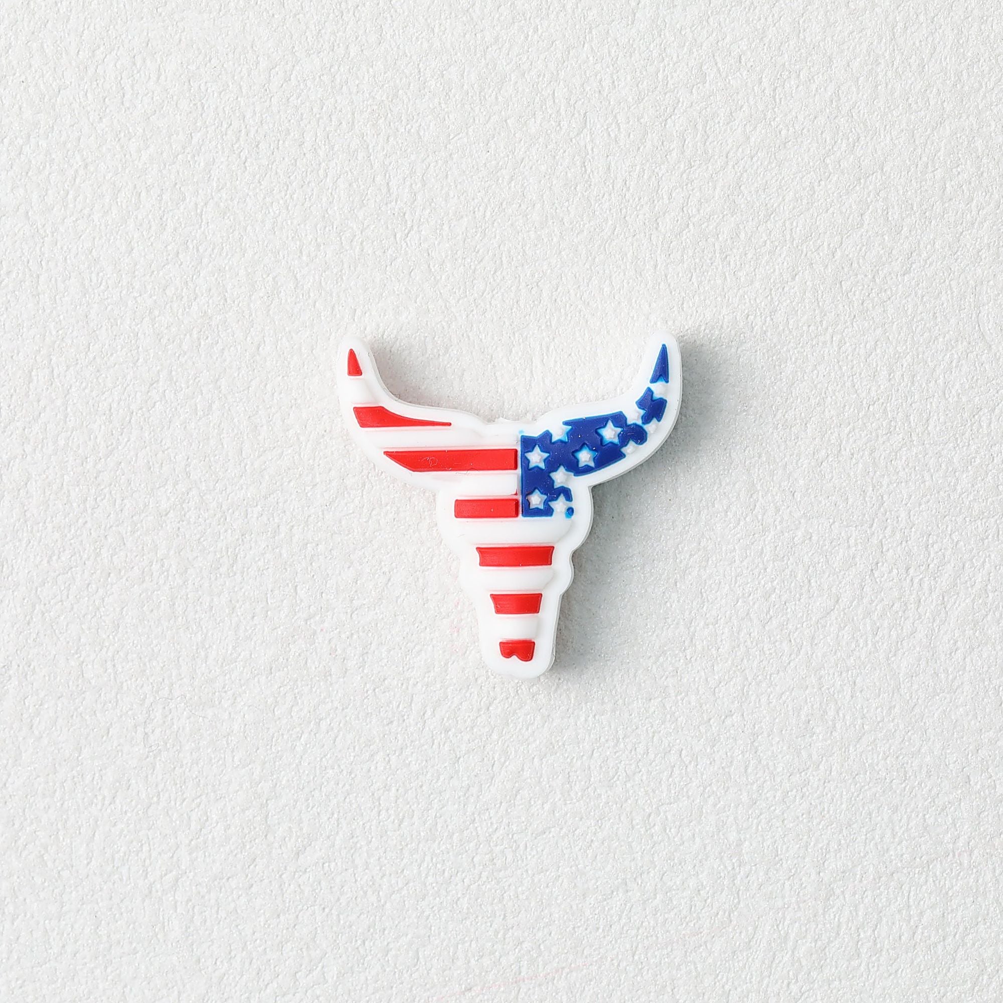 USA Flag Bull Head Silicone Focal Beads Independence Day  20pcs
