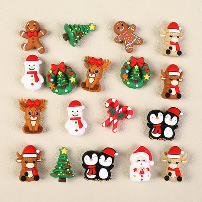 3D Christmas Silicone Focal Beads Holiday Characters Assortment 20pcs 7