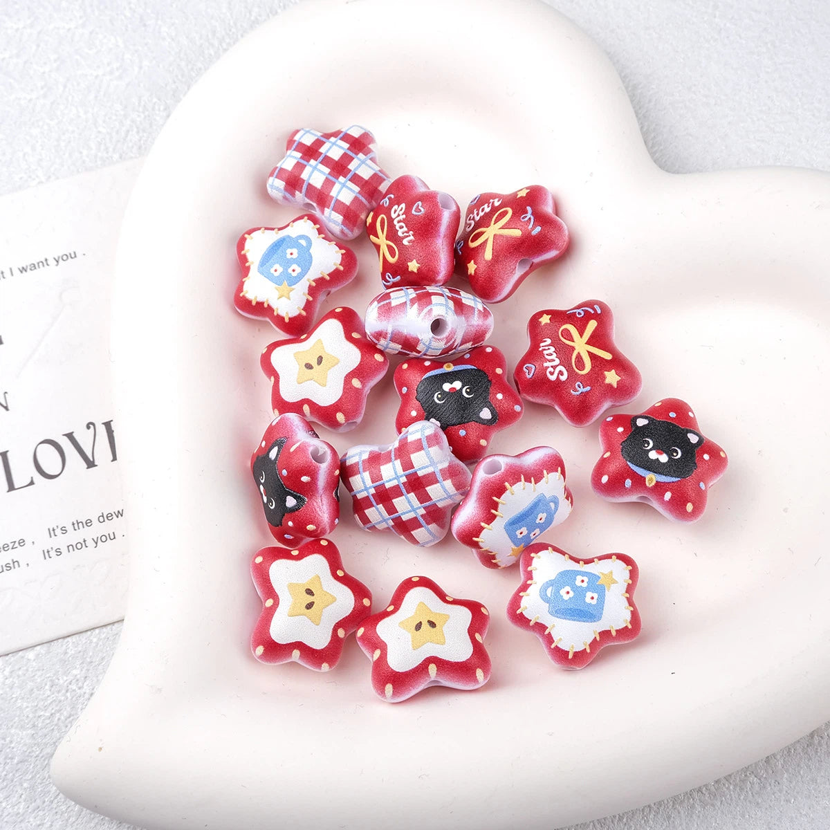 Lucky Red Star Acrylic Beads 20mm Colorful Mixed 20pcs 2