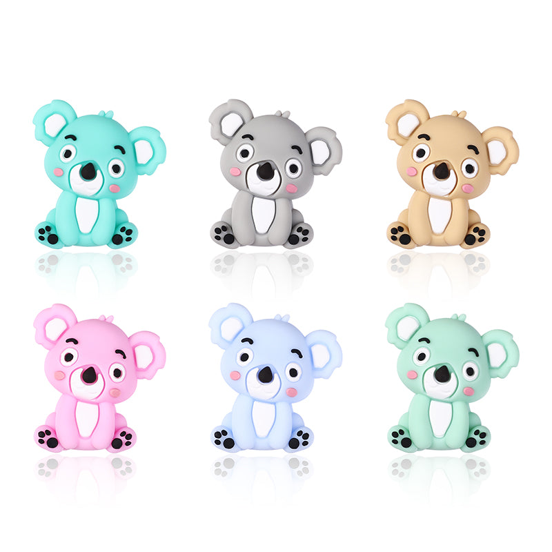 Silicone 3D Focal Beads Koala Sitting Pose Pastel Colors 20pcs 9
