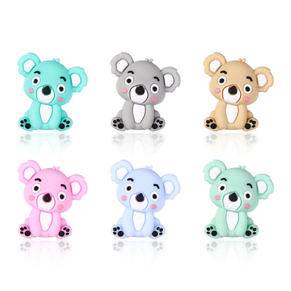 Silicone 3D Focal Beads Koala Sitting Pose Pastel Colors 20pcs 9