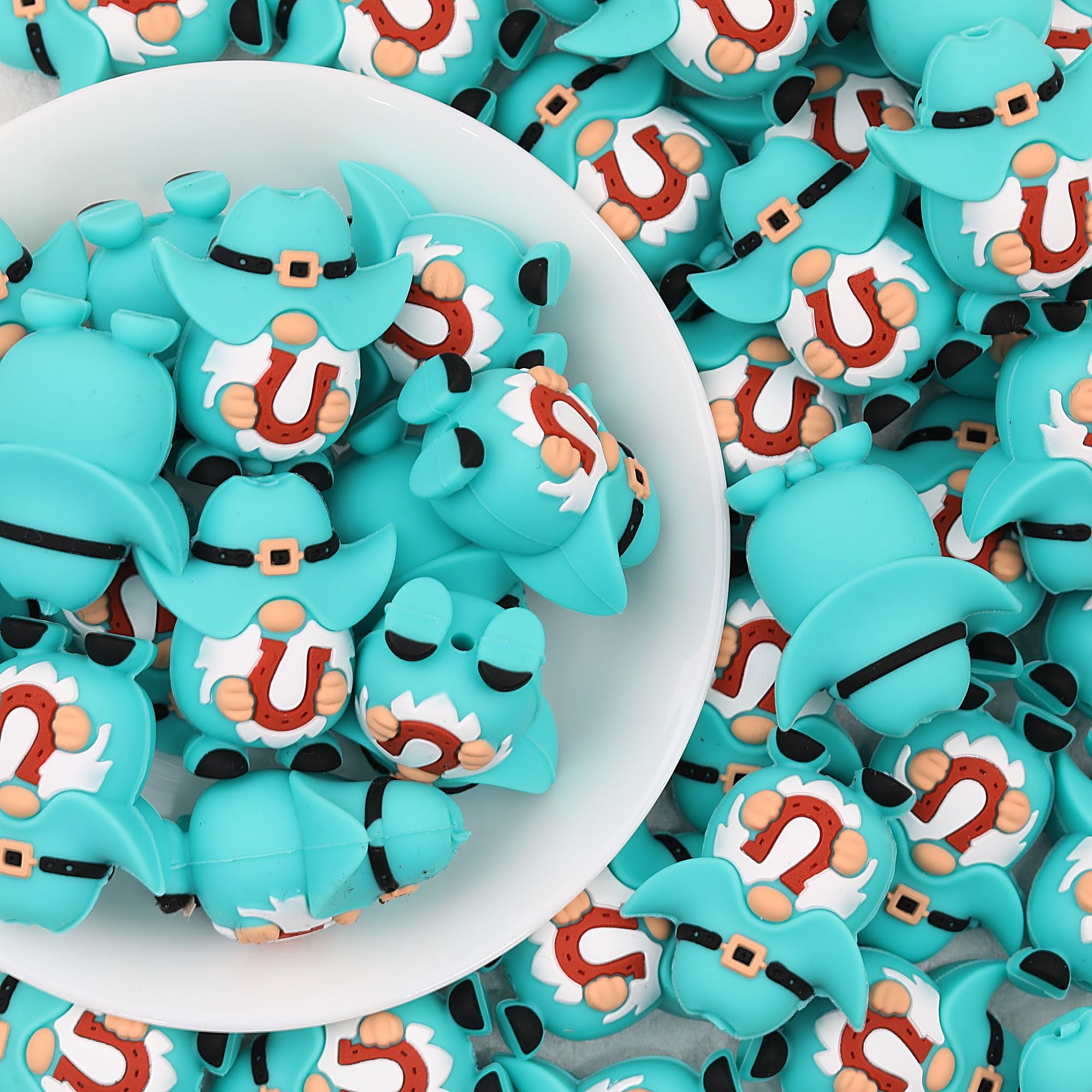 Blue 3D Horseshoe Gnome Silicone Focal Beads 20pcs