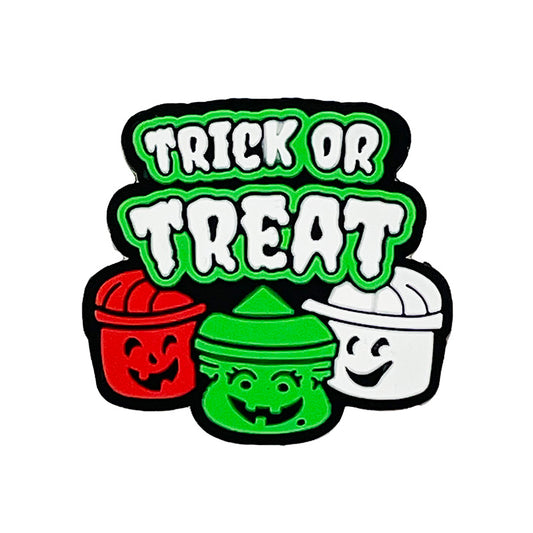 Silicone Focal Beads Halloween Trick Or Treat Layered Text 20pcs
