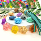 Double-Sided Flower Silicone Beads Multi Color Solid 50pcs 3