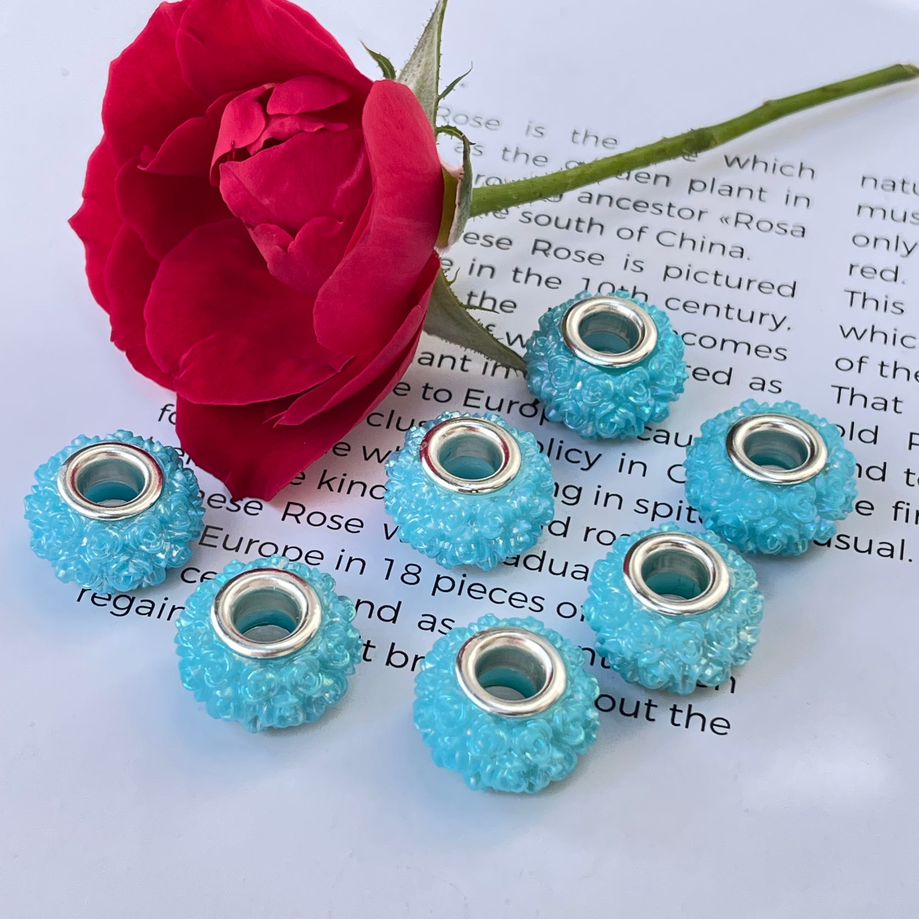 Acrylic Rose Spacer Beads 14mm Large Hole 50pcs 7