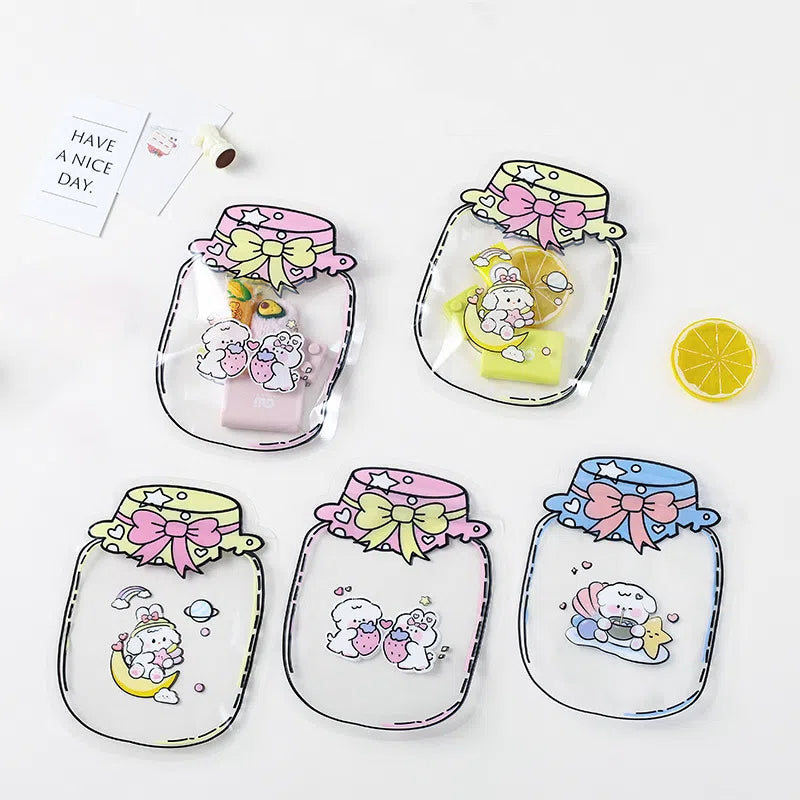 Transparent Candy Cane Pattern Top Seal Zip Lock Plastic Bags 13x17cm 10pcs