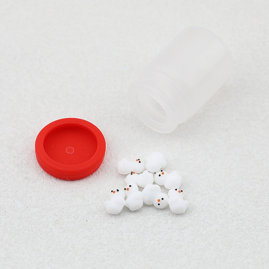 Silicone 3D Christmas Focal Beads Christmas Big Bottle 20pcs - Snowman