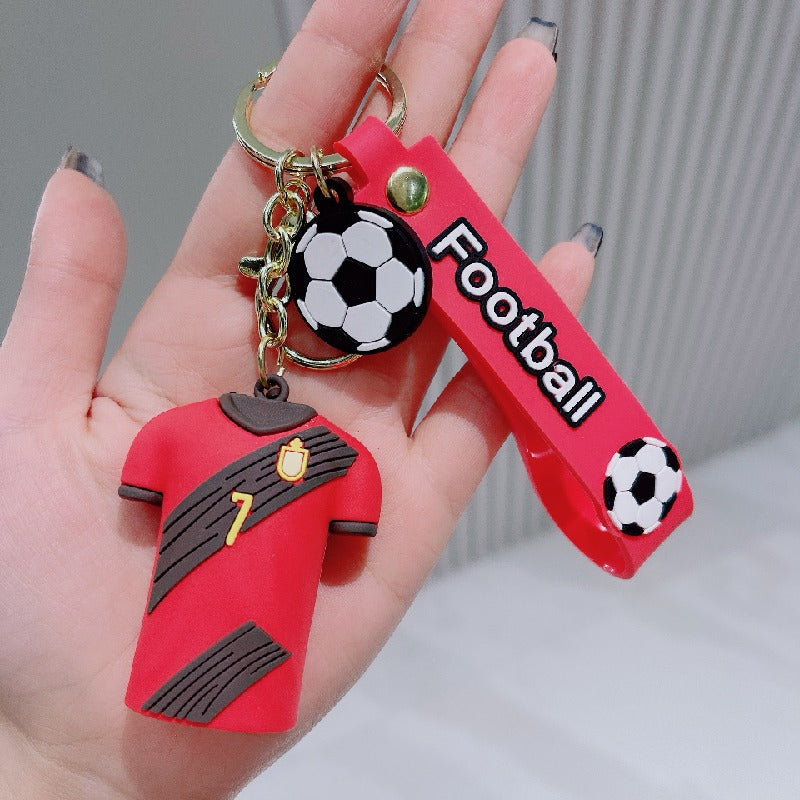 PVC Soccer Jersey Keychain Football Player Number Charm 7