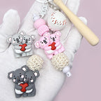 Silicone 3D Heart Koala Focal Beads Cute Animal Design 20pcs 2