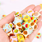Burger Fries Printed Acrylic Square Beads 14mm Diagonal Hole 10pcs 4