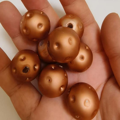 Matte Gold 20mm Golf Ball Bubblegum Beads 10pcs 3