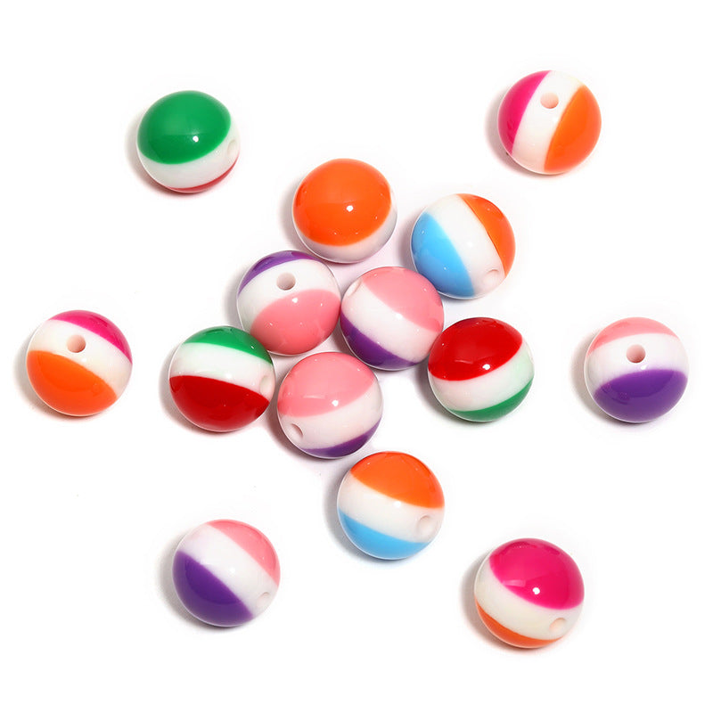 16mm Striped Acrylic Round Beads Colorful Random Mix 50pcs 5