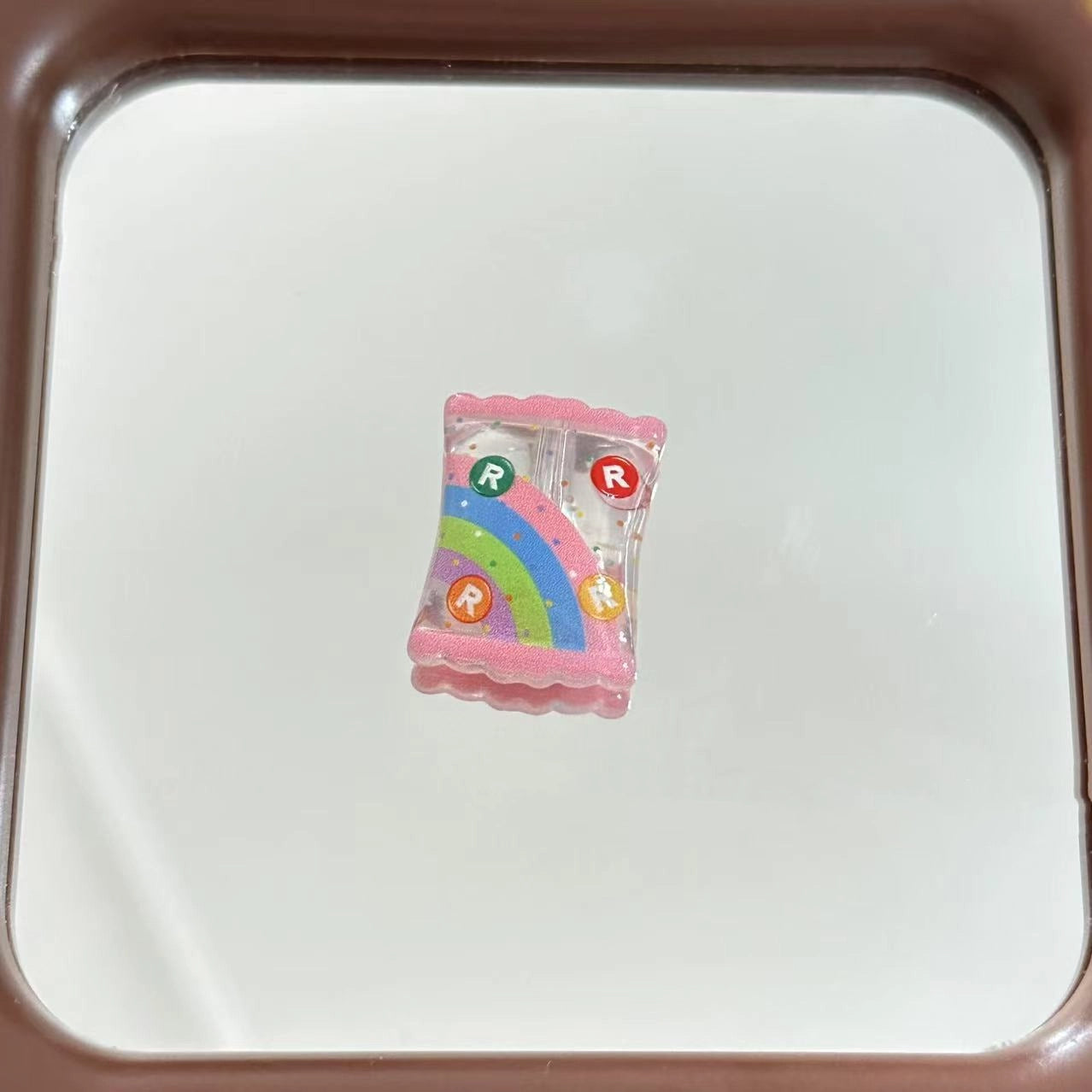 Rainbow Printed Square Acrylic Beads 25mm Colorful Snack Bag 10pcs 3