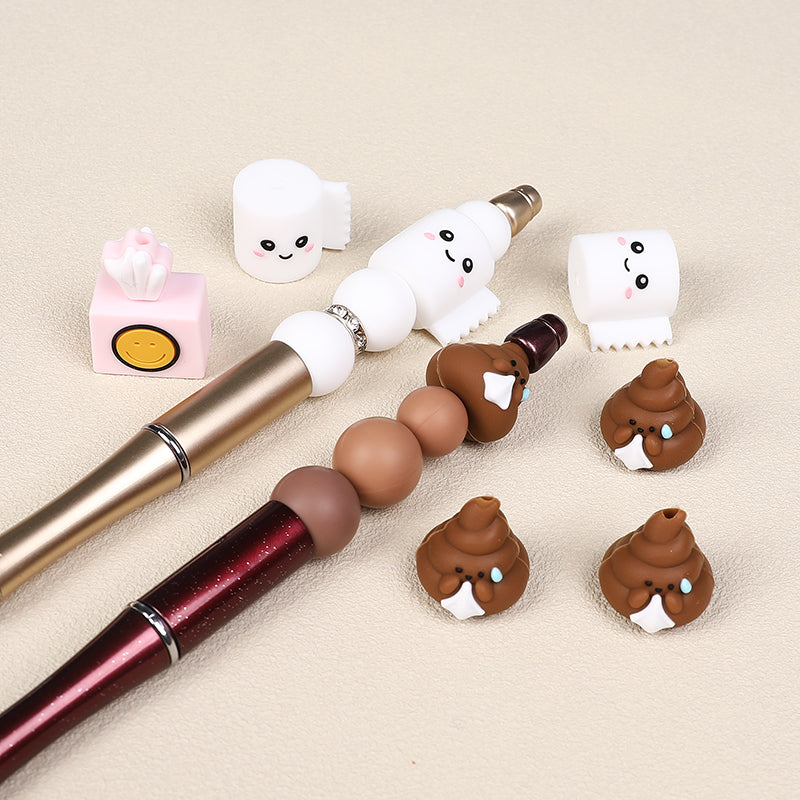 Silicone 3D Focal Beads Tissue Poop Smiling Face Detail 7