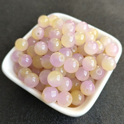 Dual Color Round Glass Beads 8mm Gradient Painted 100pcs 17