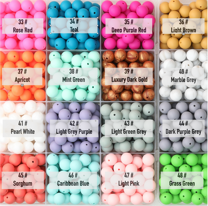 50pcs 15mm Solid Color Round Silicone Beads-32 Colors（33-64） 2