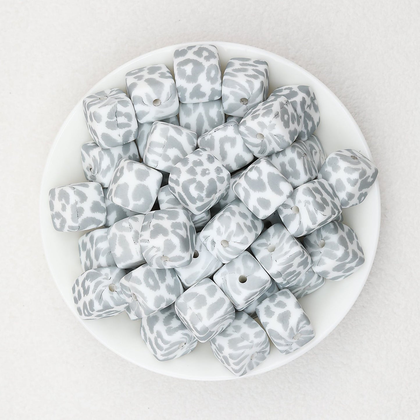13.5mm Square Leopard Print Silicone Beads 50pcs - 2