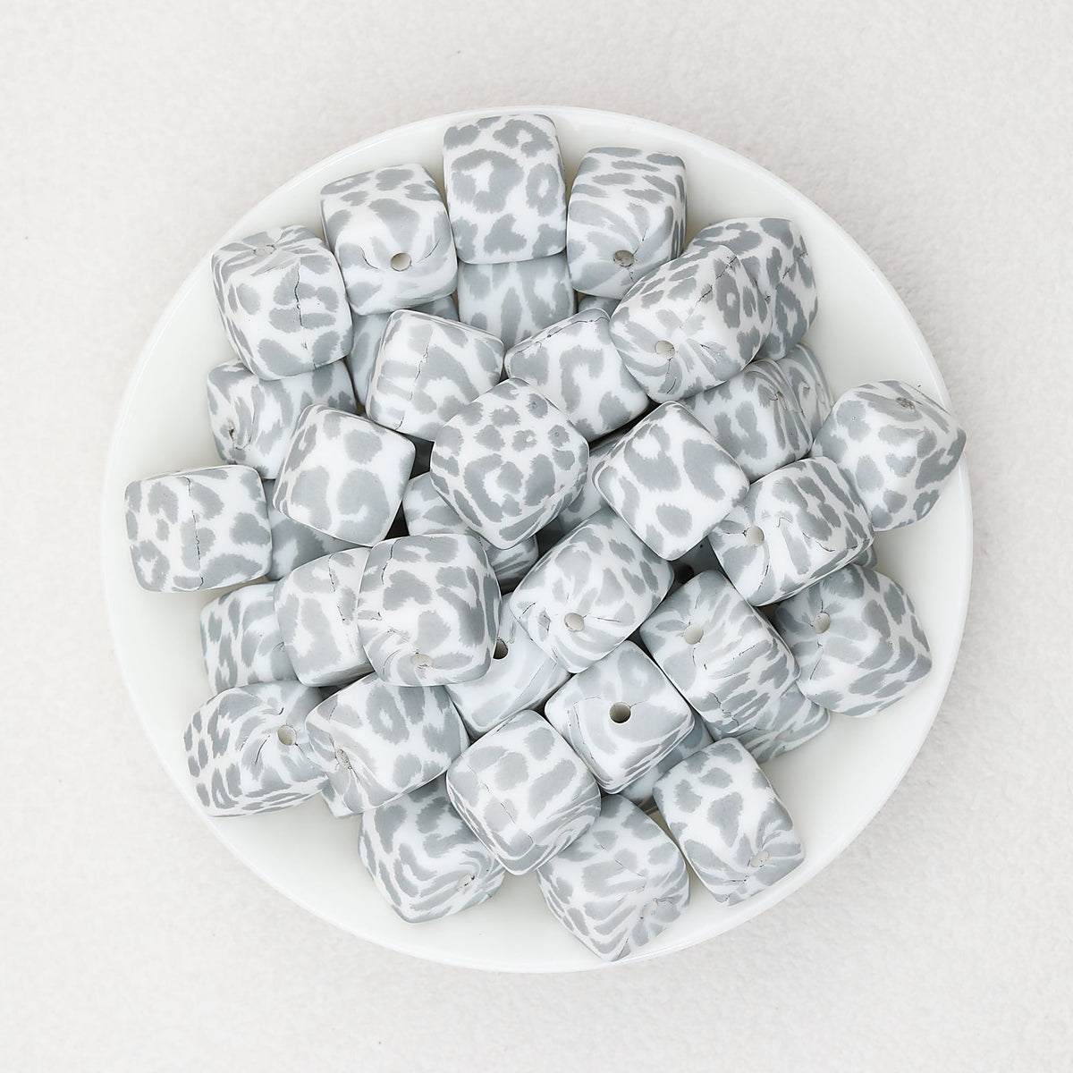 13.5mm Square Leopard Print Silicone Beads 50pcs - 2