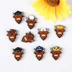Silicone Focal Beads Highland Cattle Wearing Police Hat Crown 20pcs 9