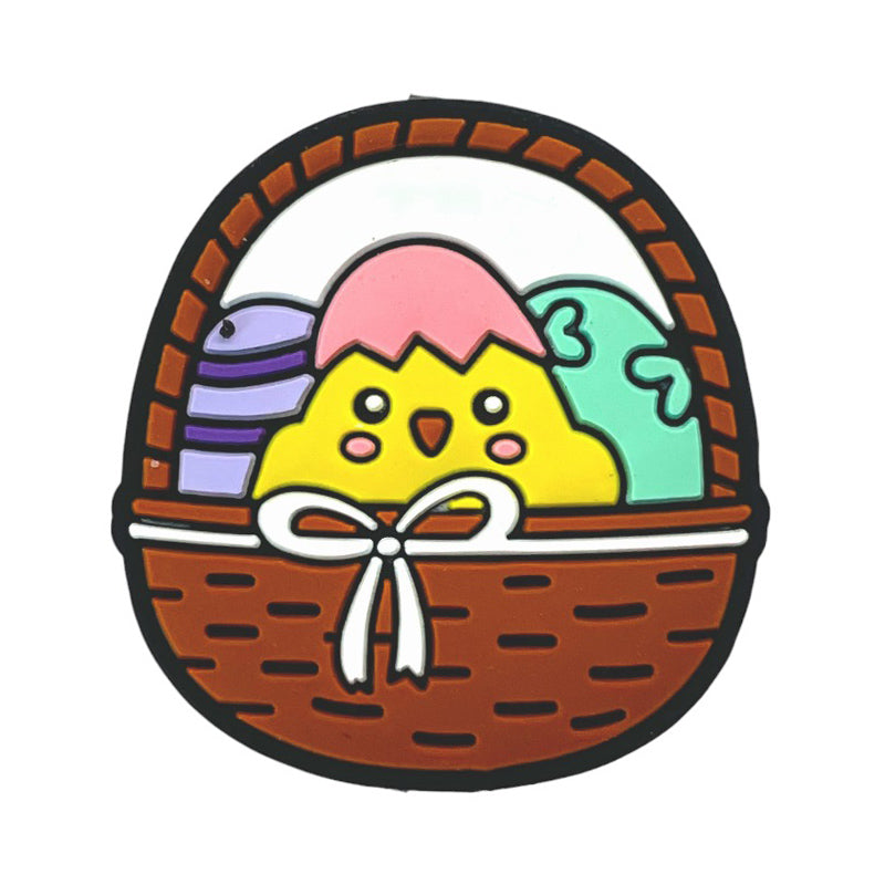 Silicone Focal Beads Easter Eggs and Chick Basket Circle Badge 20pcs
