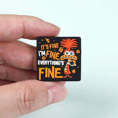 Silicone Focal Beads Anxiety Mouse I'm Fine Text Design 1 Piece 6