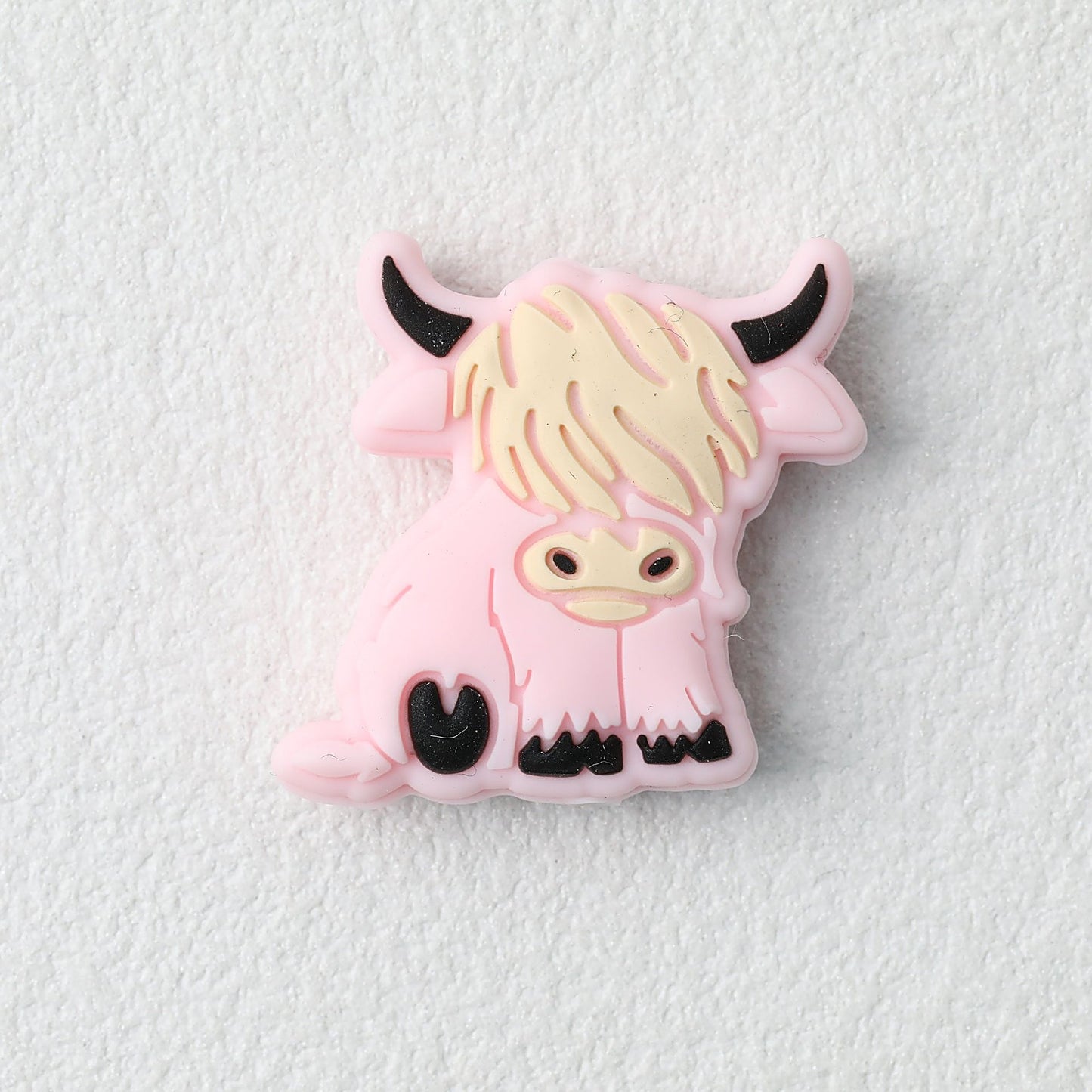 Highland Cow Silicone Focal Beads Colorful 20pcs - Purple Pink