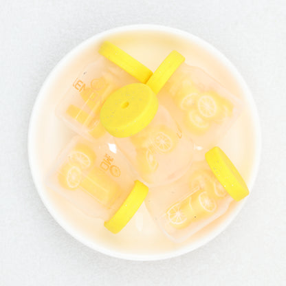 3D Daisy Orange Ice Cream Glitter Bottle Silicone Focal Beads 10pcs 6