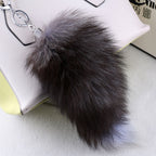 Plush Fox Tail Keychain Soft Natural Fur Pom Pom Charm 3