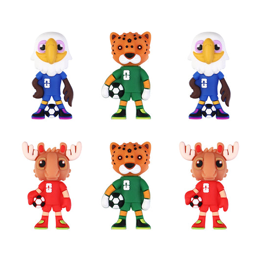 Silicone 3D Focal Beads Mascot White Haired Sea Eagle Kratch Holding Soccer Balls 20pcs