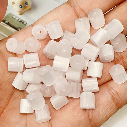 Gradient Color Cylindrical Resin Beads 8mm Glitter Effect 10pcs 4