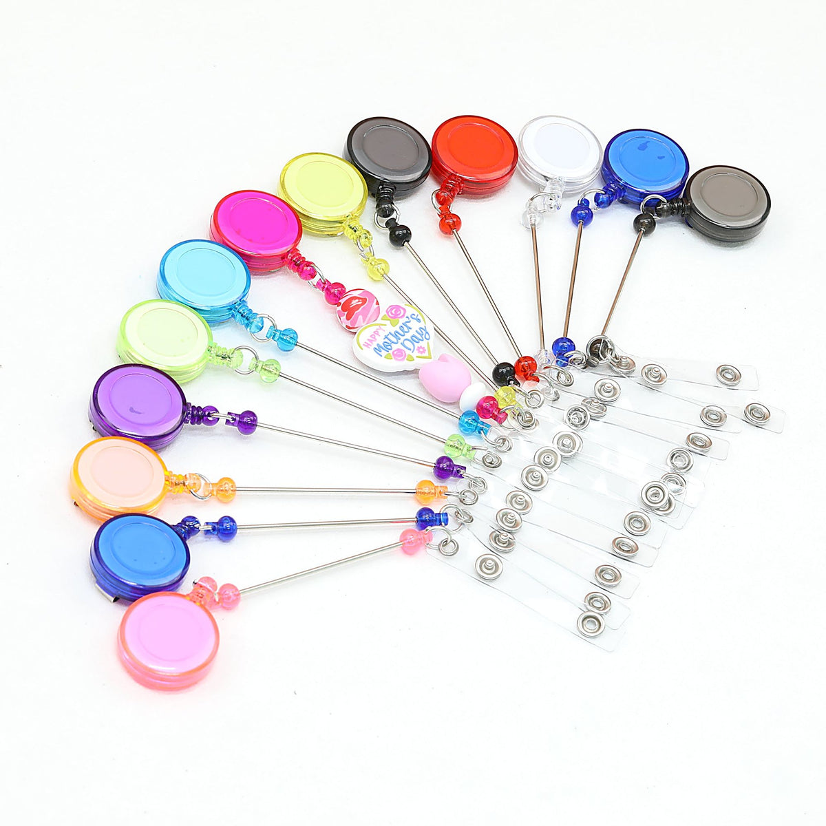Beadable Badge Reels Retractable ID Keychain Clip