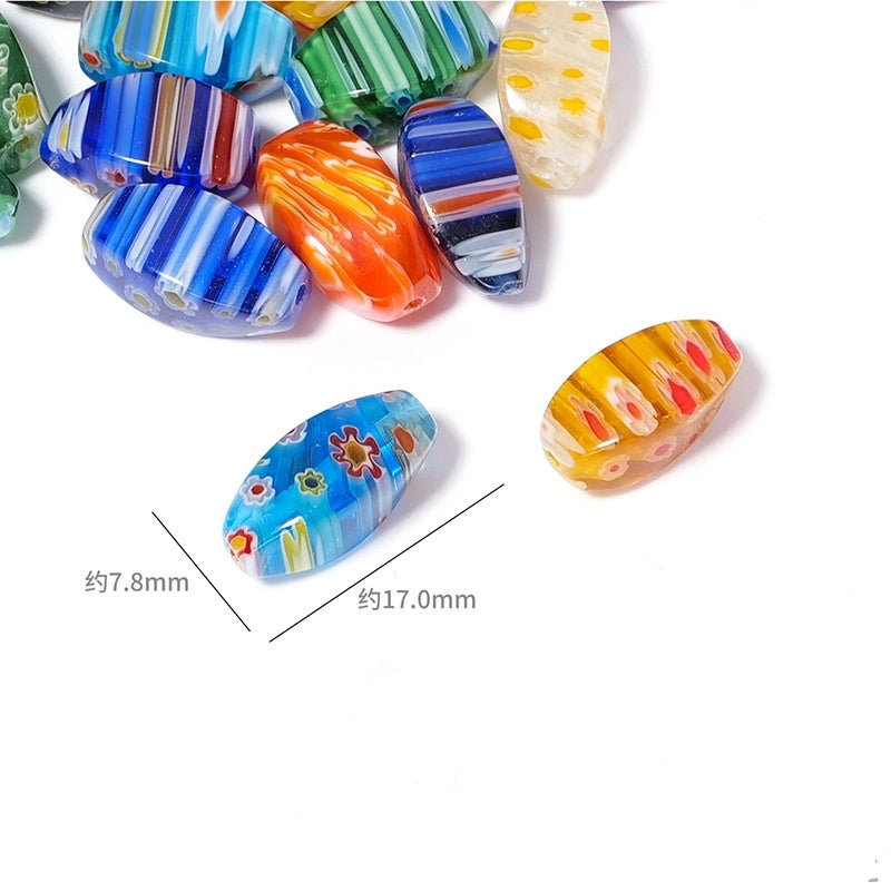 Millefiori Irregular Shaped Glass Beads 17mm Vivid Floral Pattern 10pcs 6