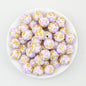 15mm Floral Printed Round Silicone Beads Detailed Design 50pcs 3
