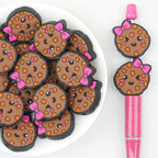 Pink Bow Cookies Silicone Focal Beads 20pcs