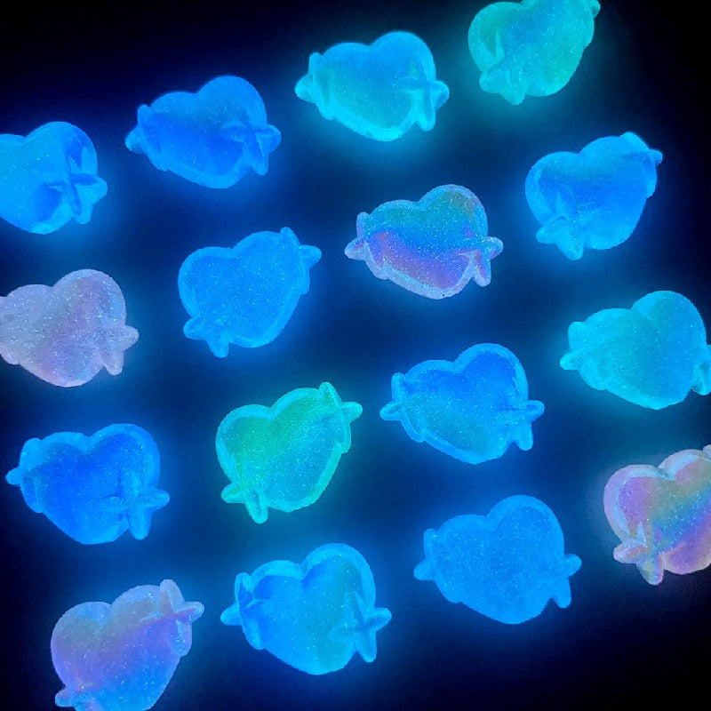 UV Finish Heart Star Acrylic Beads 14x20mm Glow In The Dark 50pcs 3