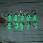 Glow in the Dark Resin Alien Keychain Quirky Green Light