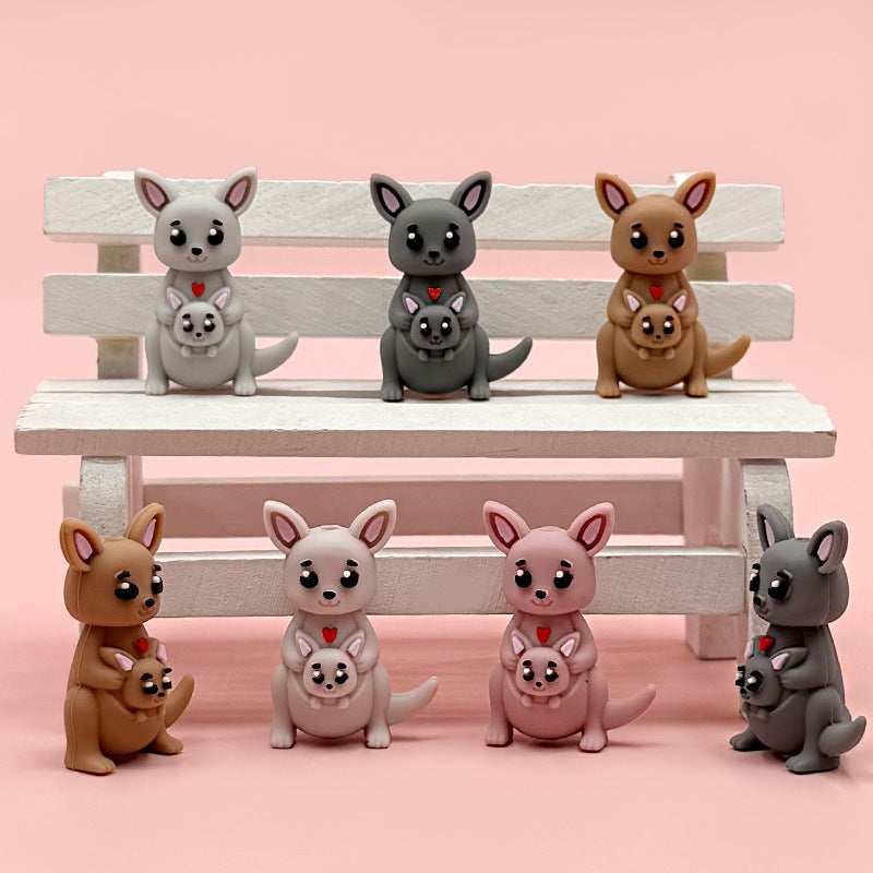 3D Kangaroo Mom and Baby Silicone Focal Beads Animal Design 20pcs 4