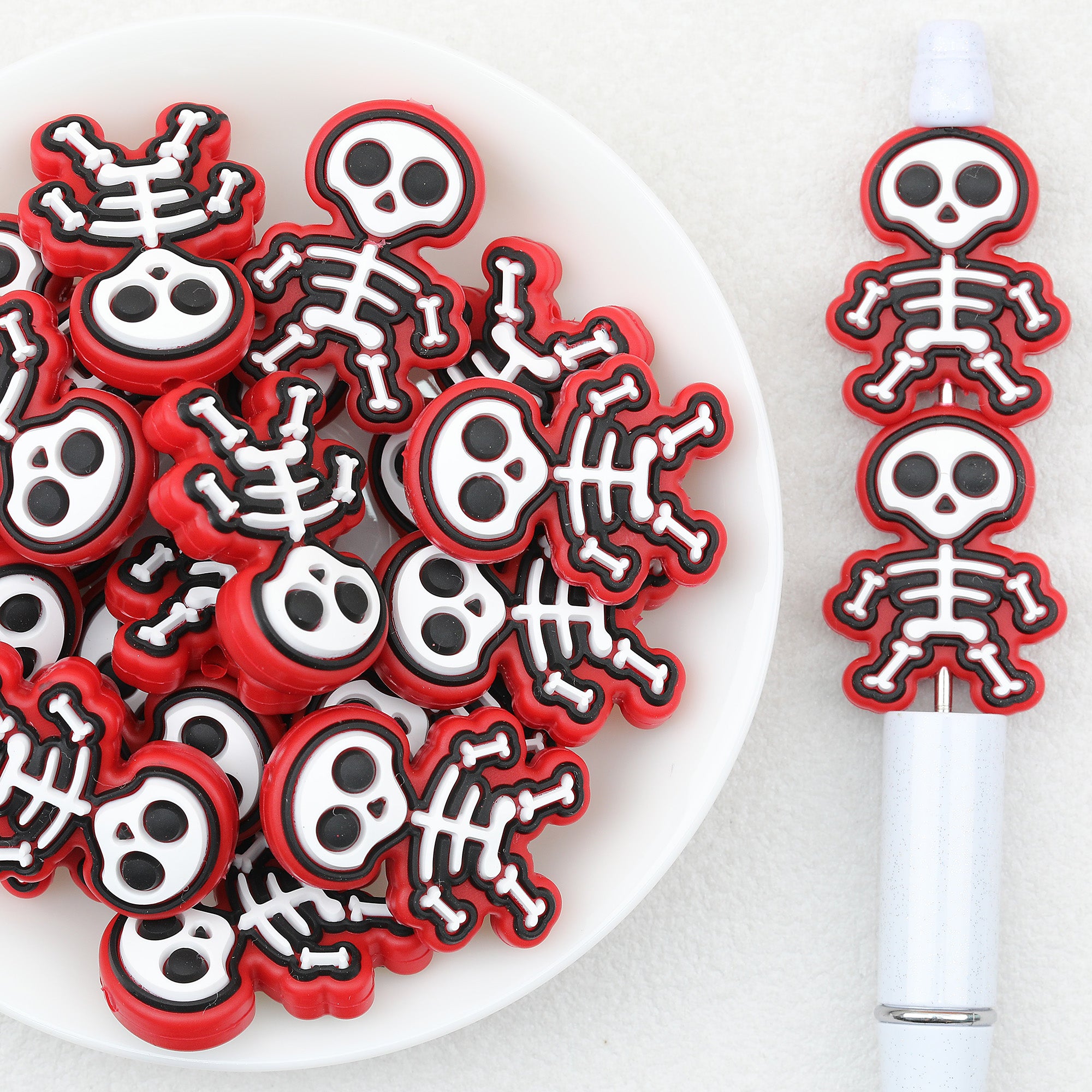 Halloween Red Skull Silicone Focal Beads 20 pcs