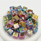 UV Plating Square Acrylic Beads 16mm Christmas Printed 10pcs 4