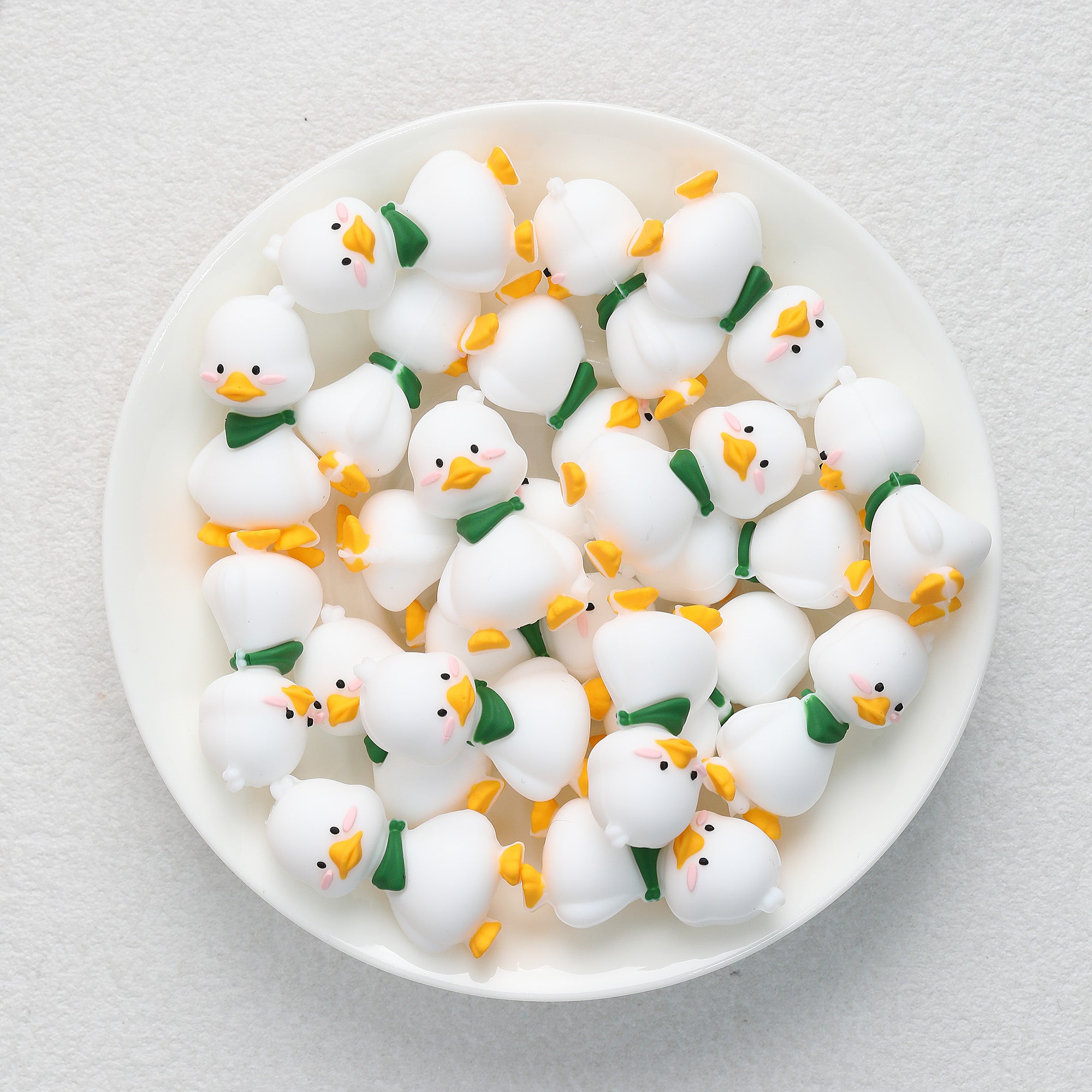 3D Green Scarf Little White Duck Silicone Focal Beads 20Pcs  2