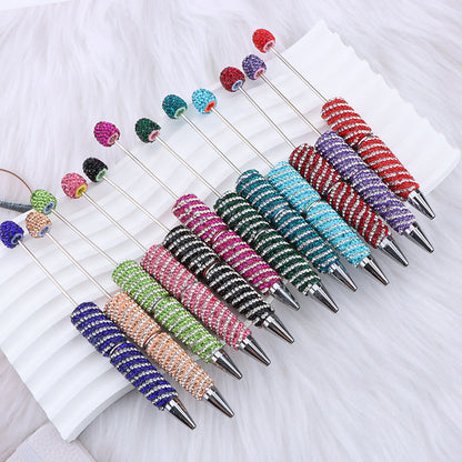Beadable Striped Rhinestone Embellished Pen Random Color 4