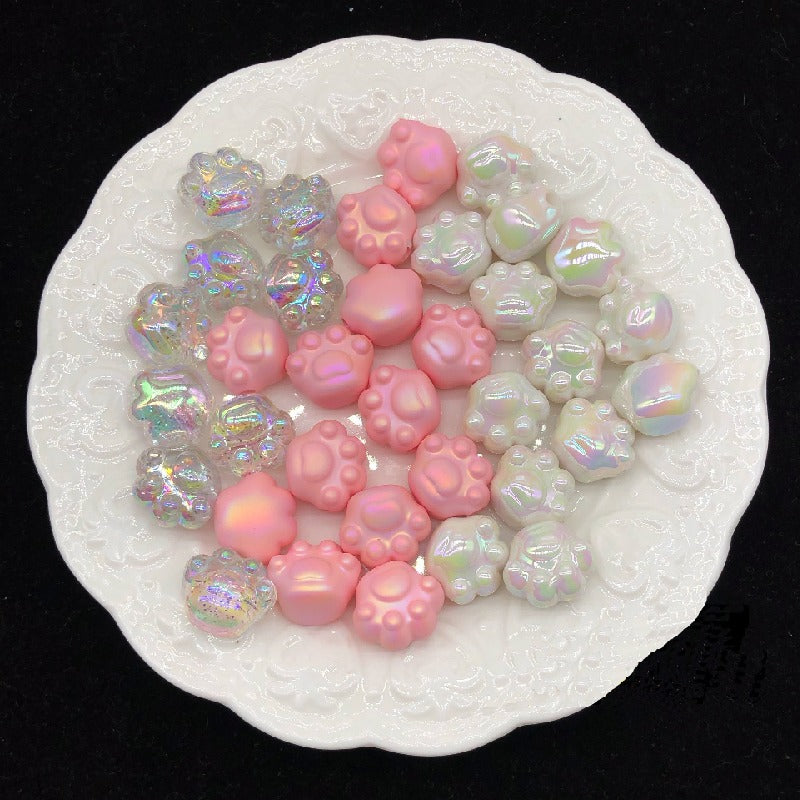Painted Cat Claw Acrylic Beads 16x18.5mm Large Hole Pastel 4pcs