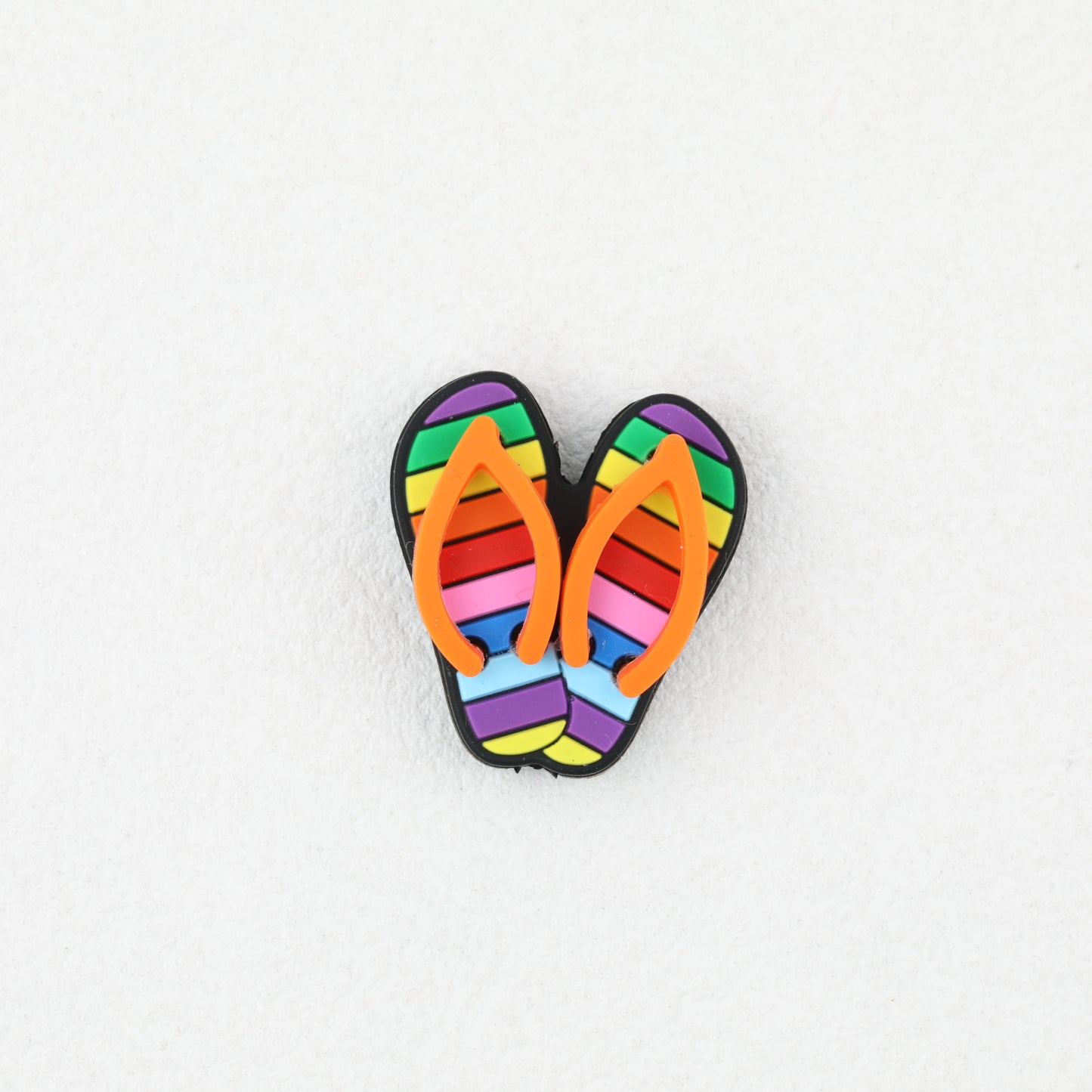 3D Colorful Flip Flop Silicone Focal Beads Multicolor Striped 20pcs 6