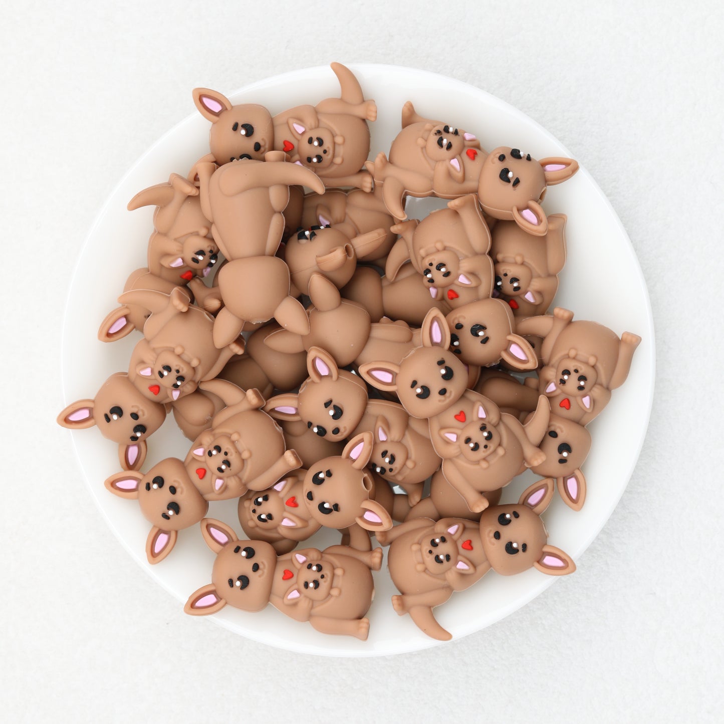 3D Heart Parent Child Kangaroo Silicone Focal Beads 20pcs 2
