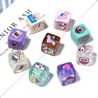Cartoon Square Acrylic Beads 12mm Printed 5pcs
