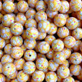 Easter 15mm Silicone Beads Yellow Red Color Egg Printed 50pcs