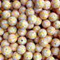 Easter 15mm Silicone Beads Yellow Red Color Egg Printed 50pcs