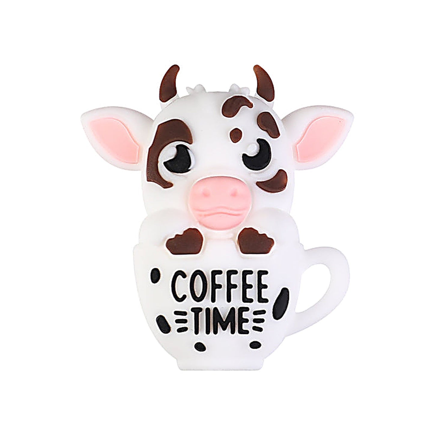 3D Coffee-Themed Silicone Focal Beads Cute Coffee Cups 20pcs - Cow Coffee Cup