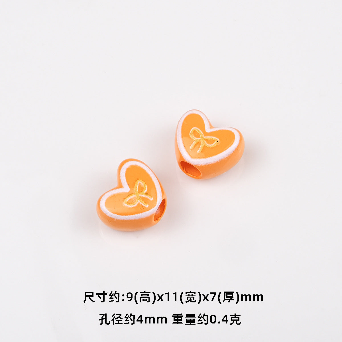 Bowknot Outline Heart Acrylic Beads 11mm 40pcs 15