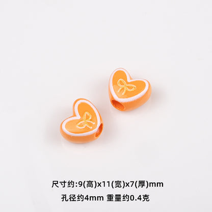 Bowknot Outline Heart Acrylic Beads 11mm 40pcs 15